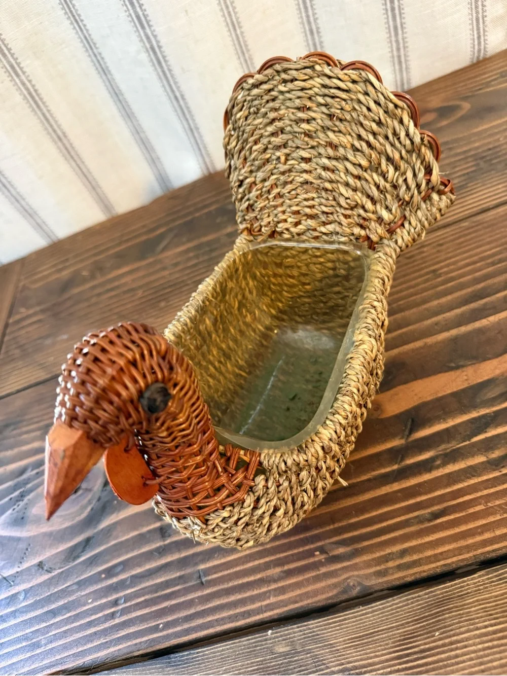 A Vintage hand woven wicker and rattan turkey basket